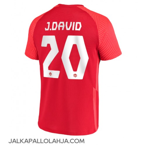 Kanada Jonathan David #20 Kopio Koti Pelipaita MM-kisat 2022 Lyhyet Hihat